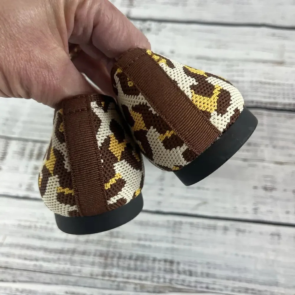 See Havan Loafers Flats Shoes sz 6.5 Brown Gold Cheetah Leopard Stretch Comfort